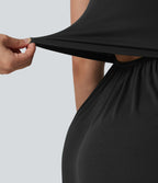 Combishort casual côtelé sans manches col V, fronces et soutien-gorge intégré, avec poches – Easy Peasy