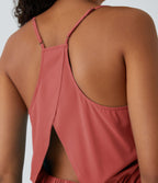 Breezeful™ Robe Casual Plissée à Bretelles Réglables Mini Dos Nu Découpée Poche Latérale Séchage Rapide