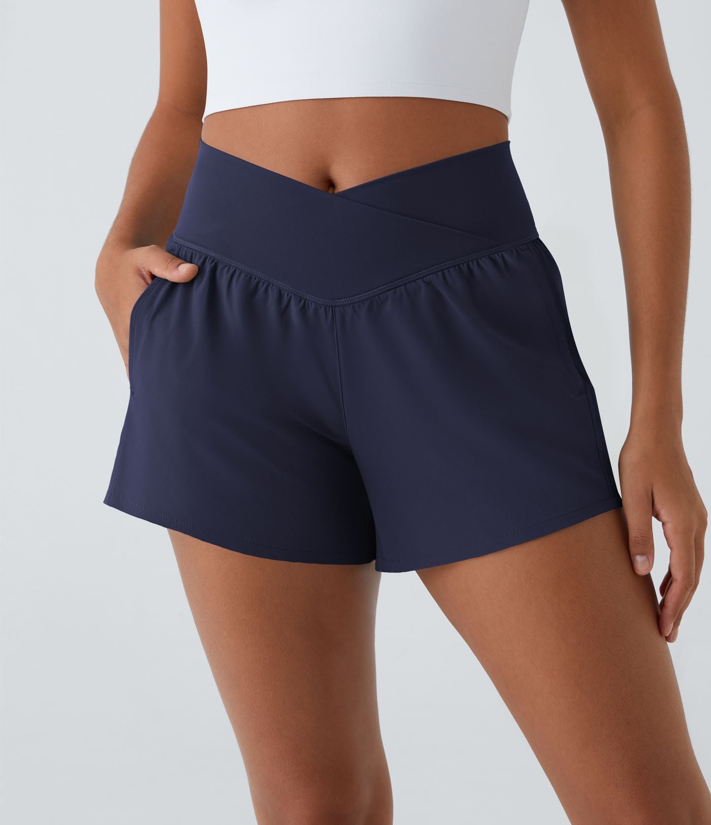 Breezeful™ Shorts 10cm Yoga Séchage Rapide 2 en 1 Taille Haute Poches Latérales Croisées