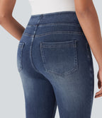 Leggings capri Halara Flex™ en jean extensible tricoté à taille haute et poches
