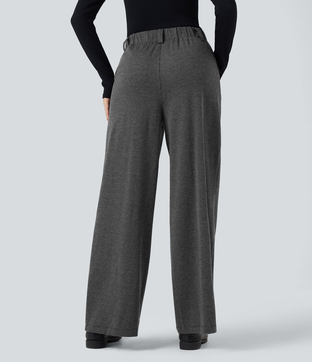 Halara Flex™ Pantalon tailleur baggy pied-de-poule taille haute avec poches