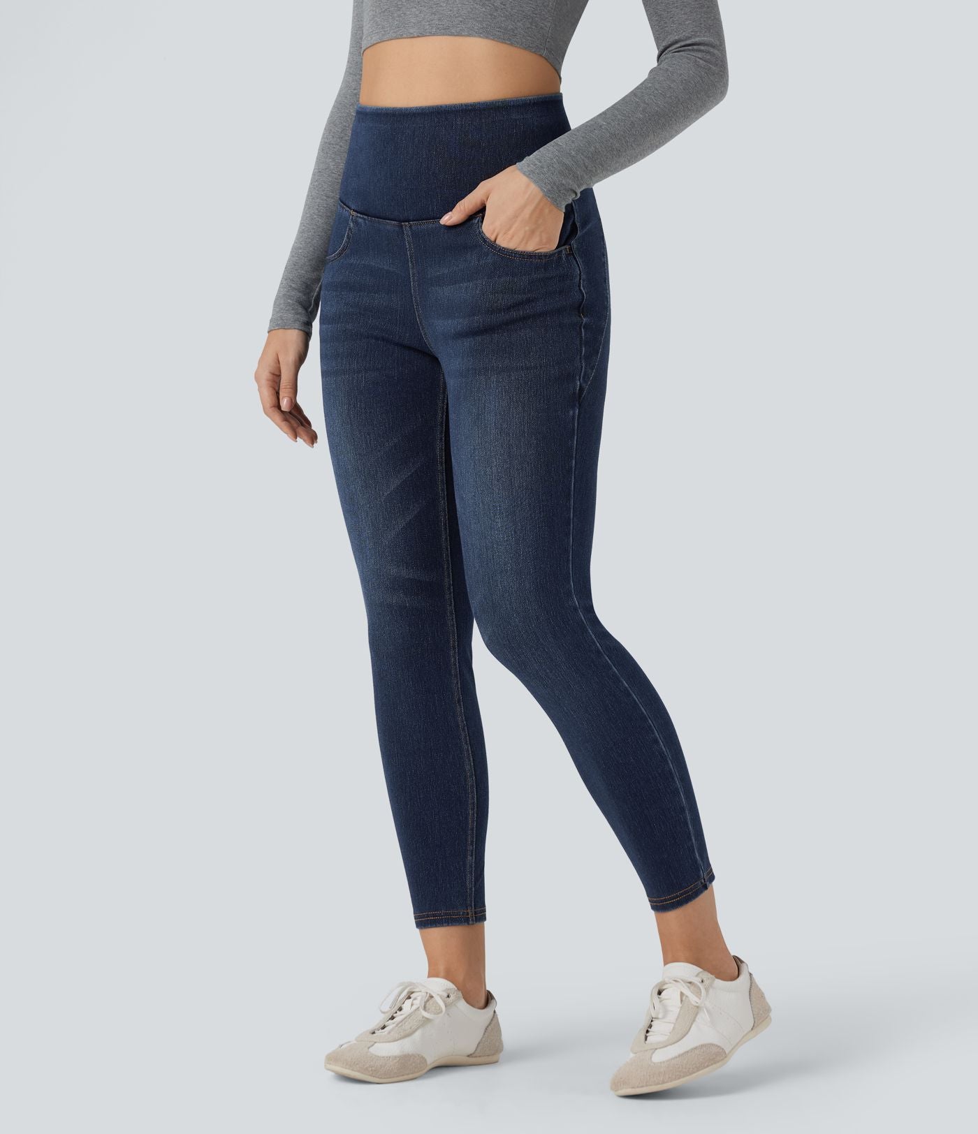 Jean skinny 7/8 Halara Flex™ taille haute dos croisé avec poches