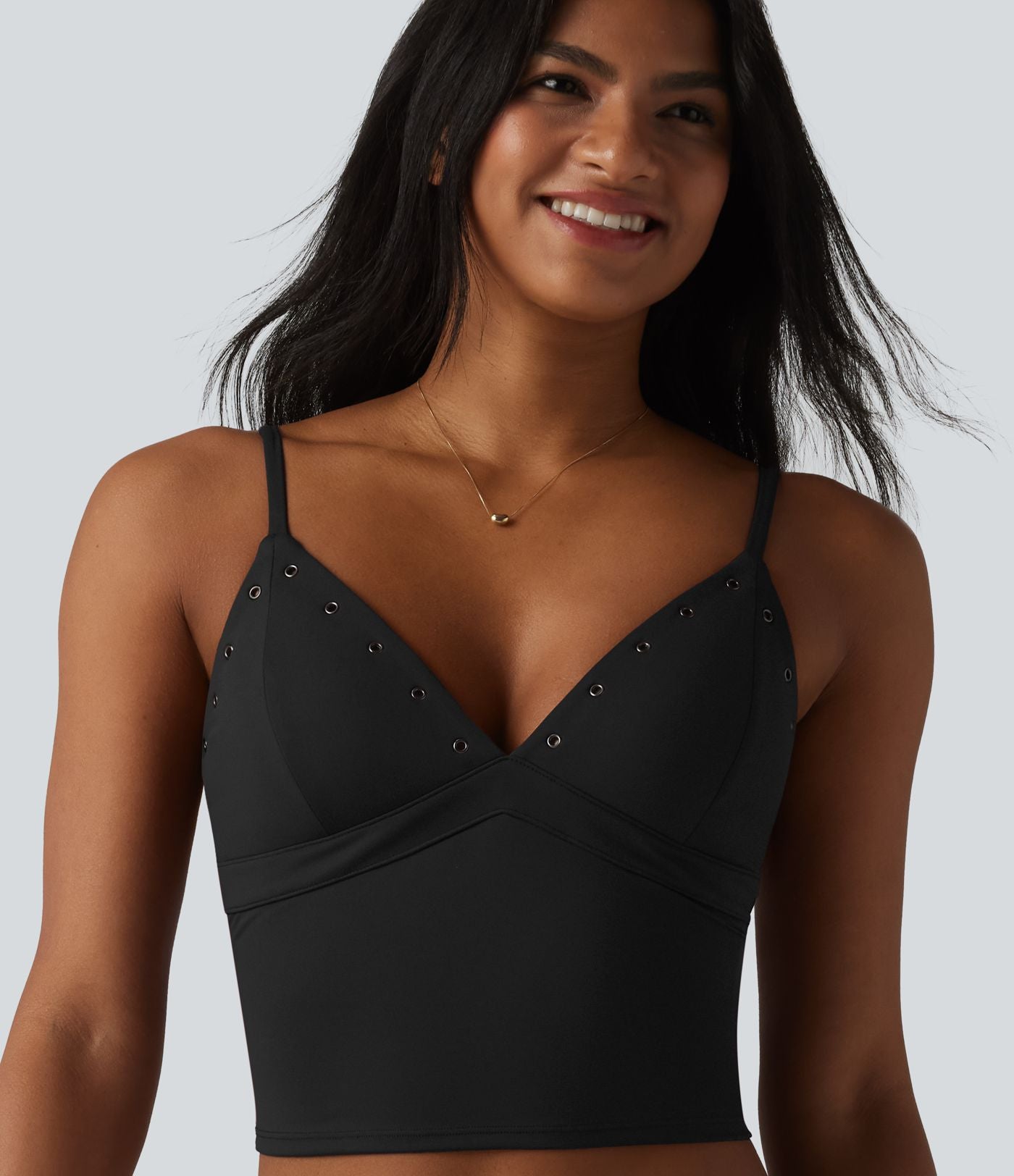 Débardeur court décontracté SoftlyZero™ à bretelles ajustables et œillets, avec brassière intégrée et effet frais InstantCool