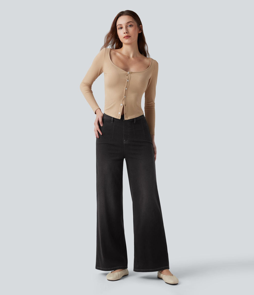 Halara Flex™ Jean large décontracté taille haute gainant avec poches