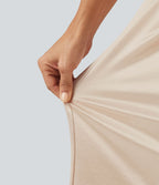 Pantalon habillé large taille haute en satin avec poches