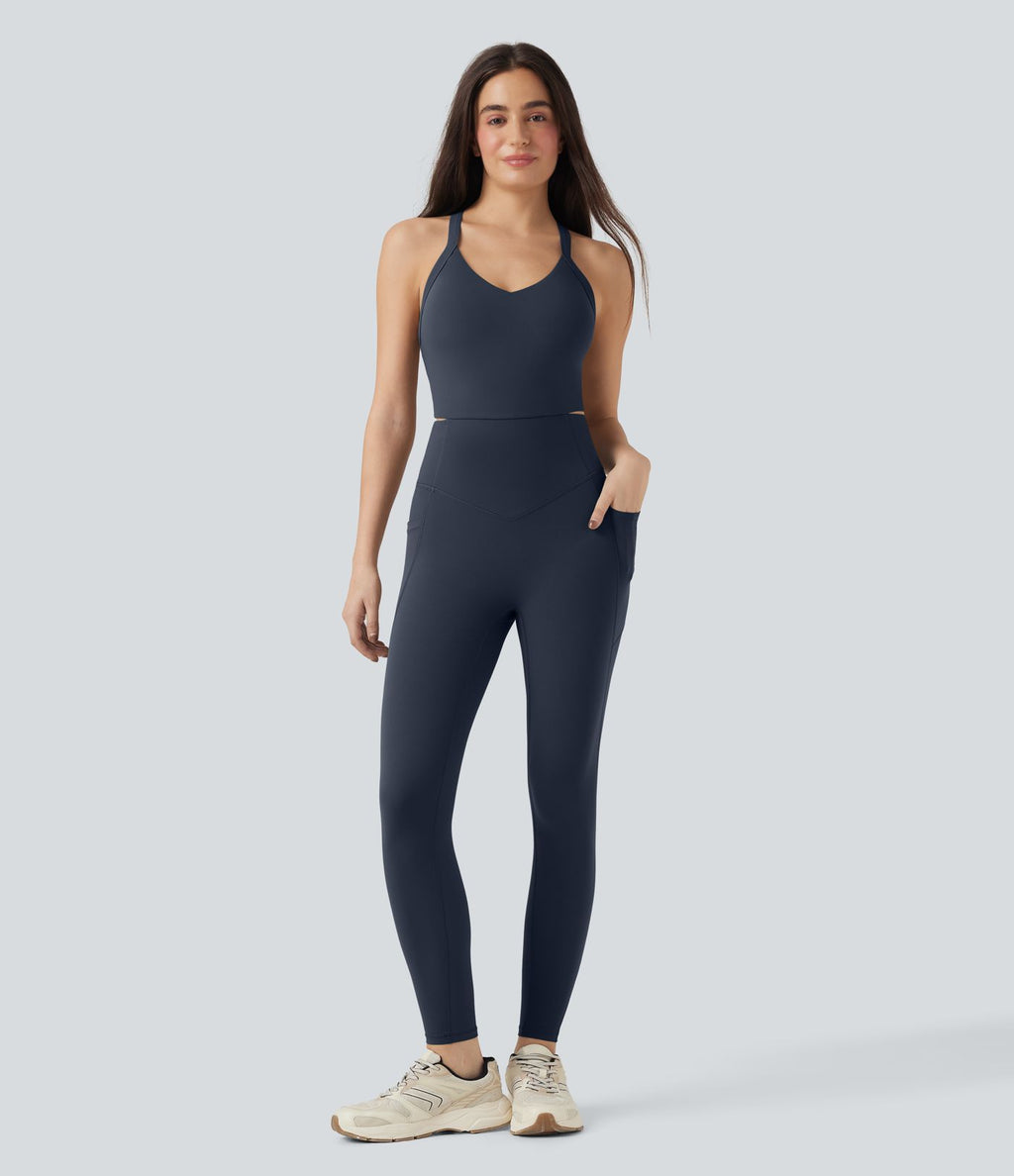 Combinaison-pantalon d'entraînement gainante avec poches - Édition Easy Peasy Halara UltraSculpt™