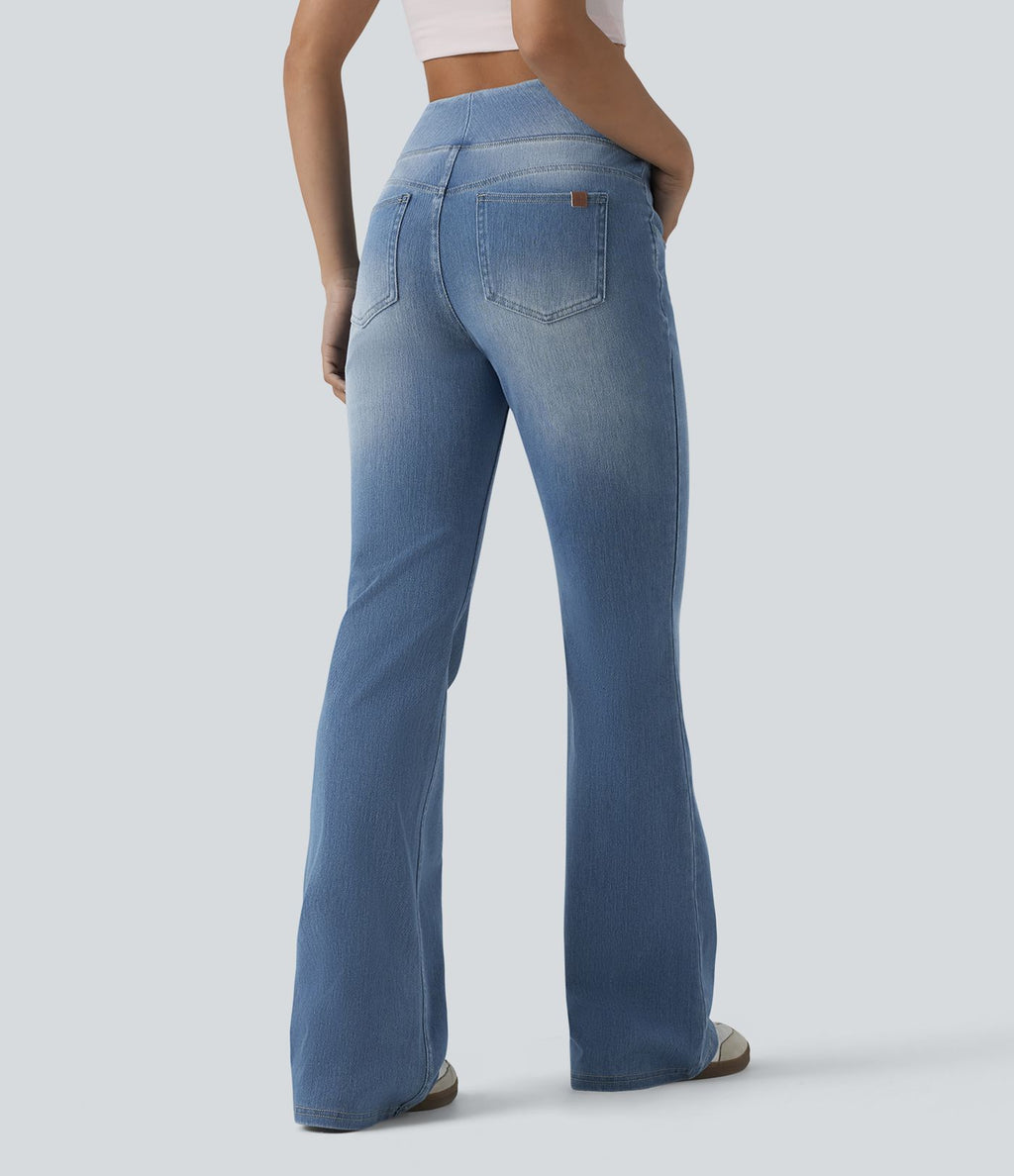 Jean évasé Halara Flex™ gainant casual taille haute avec poches