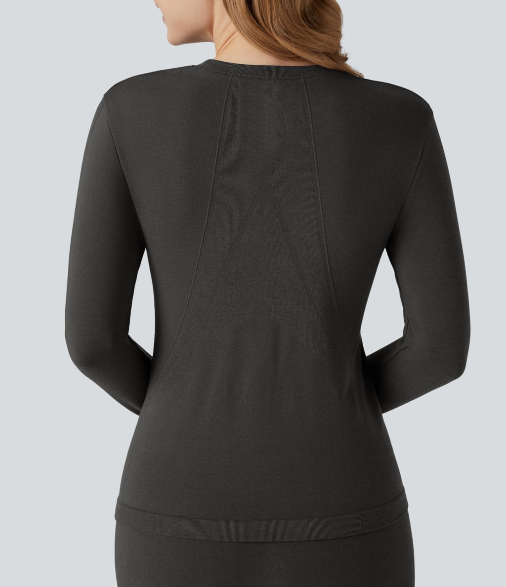 Haut thermique col rond à manches longues sans couture HeatCore OneForm Seamless Flow
