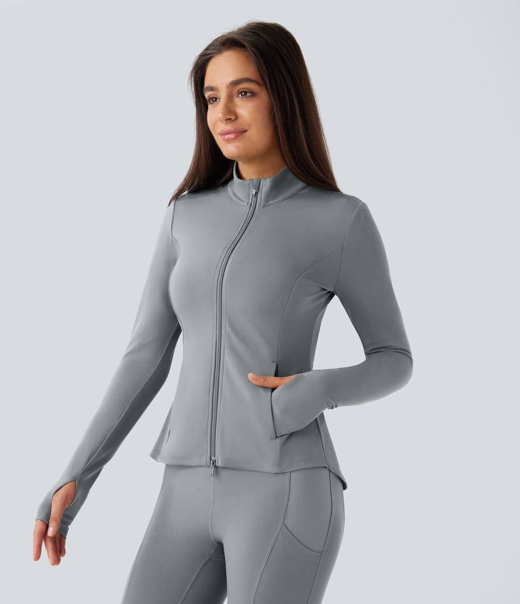 Veste d'équitation ajustée Softlyzero™ avec col montant, passe-pouces, poches, plis et fermeture éclair - Protection UPF50+