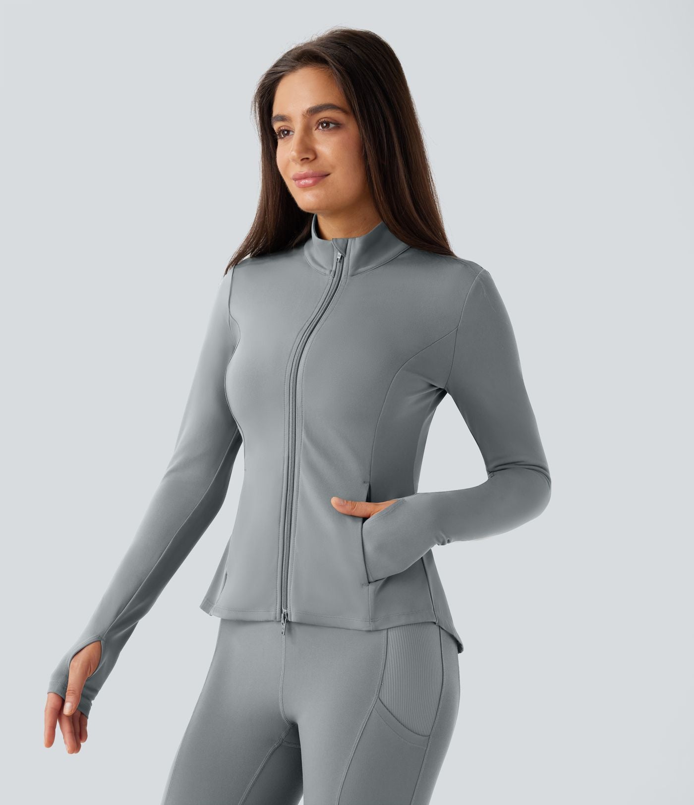 Veste d'équitation ajustée Softlyzero™ avec col montant, passe-pouces, poches, plis et fermeture éclair - Protection UPF50+