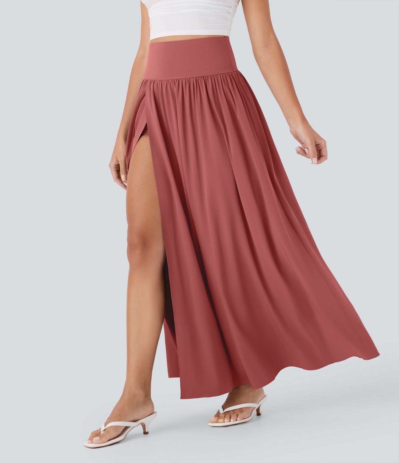 Jupe maxi fluide 2-en-1 gainante taille haute à séchage rapide Breezeful™