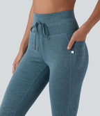 Legging 7/8 de yoga chiné taille haute séchage rapide avec cordon de serrage Halara UltraSculpt™ et poches