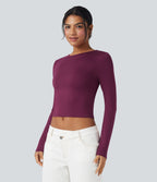 T-shirt décontracté col rond manches longues