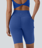 SoftlyZero™ Short cycliste de yoga croisé taille haute 23 cm avec poches - UPF50+