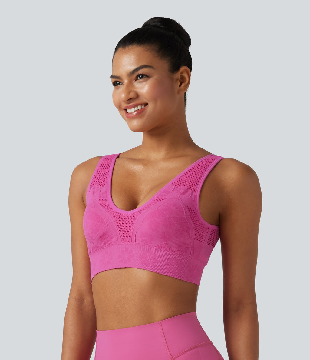 Brassière de sport OneForm Seamless Flow sans couture à col V, maintien léger, pour le yoga