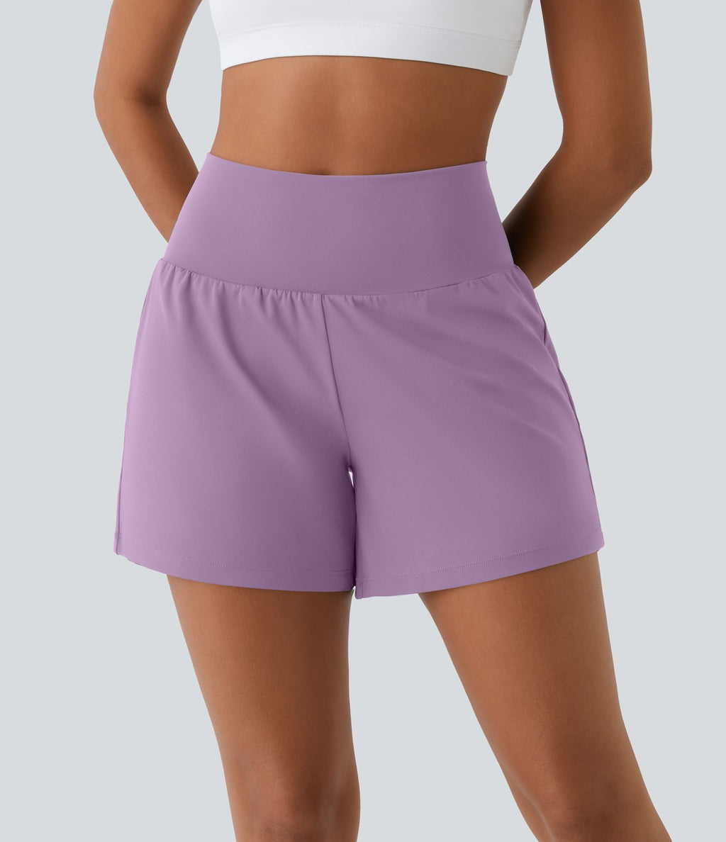 Short yoga 2-en-1 SoftlyZero™ Airy effet frais InstantCool taille très haute 12,5 cm avec poches, longueur allongée