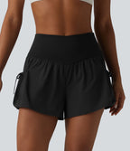 Short de sport ample 2 en 1 taille haute avec poches
