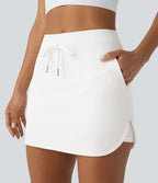 Softlyzero™ QuickDry Jupe de golf courte deux-en-un à taille haute avec poches latérales, ourlet arrondi, cordon de serrage - Poche pour tee de golf