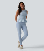 Legging 7/8 casual denim Halara Flex™ gainant taille haute avec poches