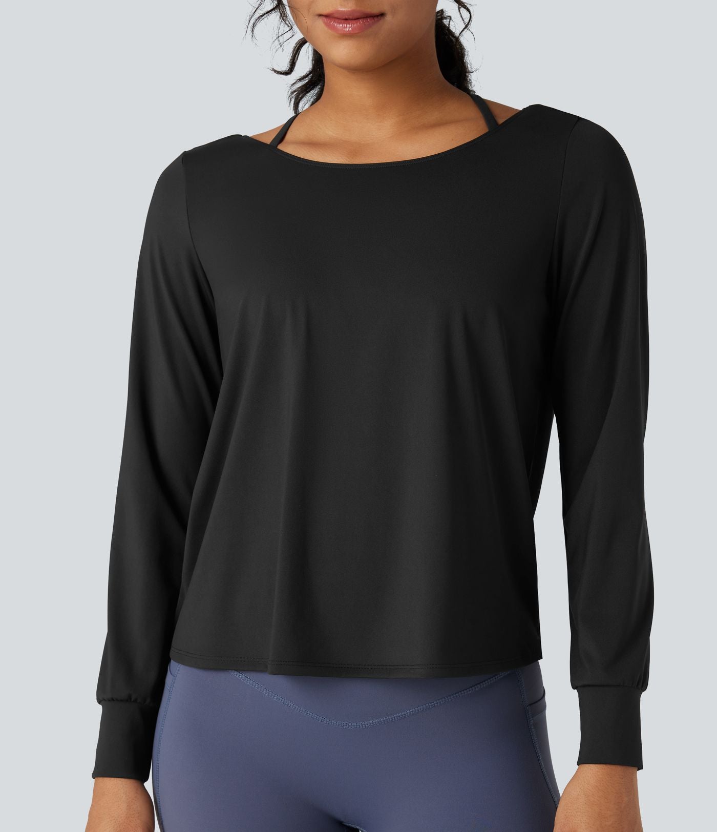 Top de sport yoga SoftlyZero™ Airy 2-en-1 découpe au dos toucher frais