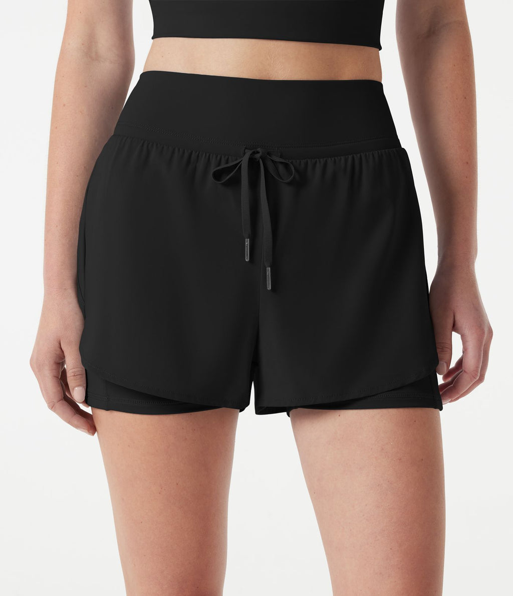 Short de sport 2-en-1 Breezeful™ taille haute à cordon ajustable, séchage rapide et poches
