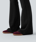 Pantalon casual bootcut taille mi-haute à ceinture repliable