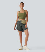Short de running 2-en-1 taille mi-haute 12,5 cm avec cordon, ourlet incurvé, mesh contrasté et poches