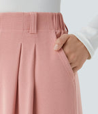 Pantalon Tailleur Large Fluide Halara Flex™ Gaufré Taille Haute Poches Latérales