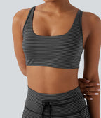 Brassière de sport yoga soutien léger col U à découpes rayé bonnets A-C