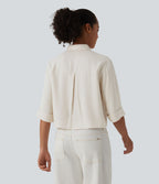 Chemise décontractée mélange lin manches mi-longues