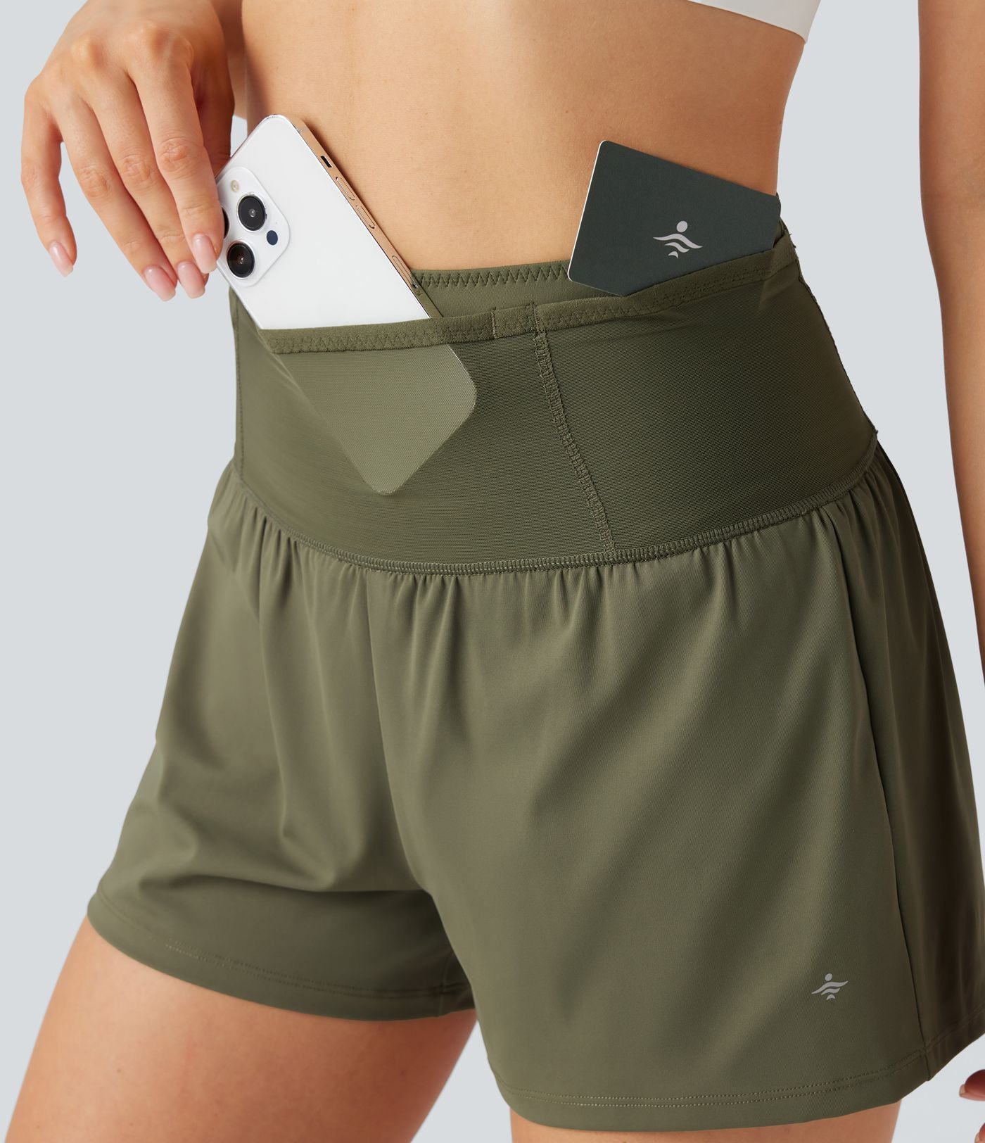 Short de course SpeedWave™ taille haute mesh contrastant 2-en-1 séchage rapide avec multiples poches