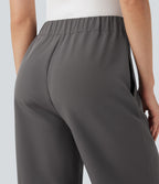 Pantalon tailleur droit taille haute avec poches
