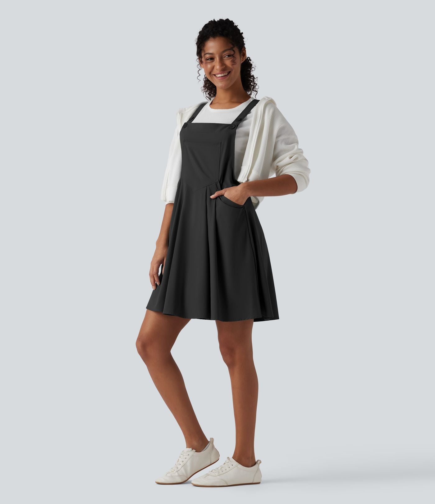 Robe chasuble décontractée mini fluide séchage rapide Breezeful™ avec bretelles ajustables et poches