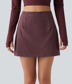 Jupe-short mini taille haute en velours à pois