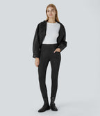 Legging décontracté en suédine taille haute, gainant, avec poches latérales