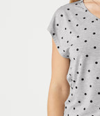 T-shirt casual col V à manches courtes à pois