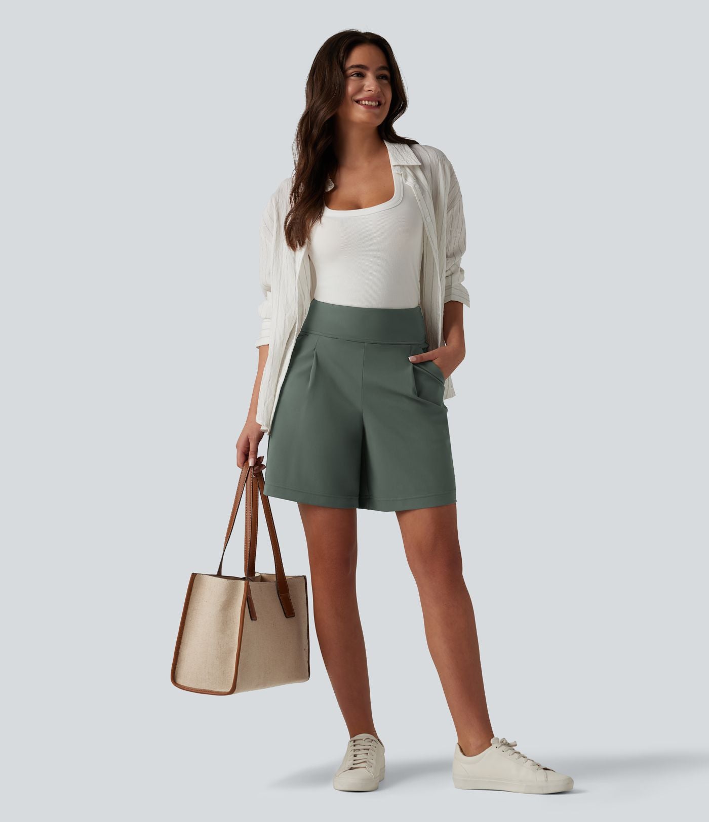 Short tailleur ample DayStretch taille haute 17,5 cm avec poches