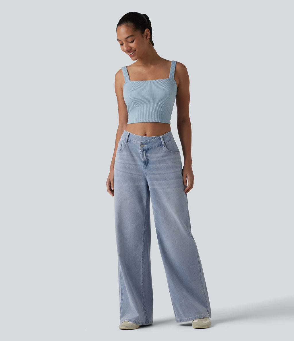 Jean large décontracté Halara Flex™ asymétrique taille mi-haute avec poches