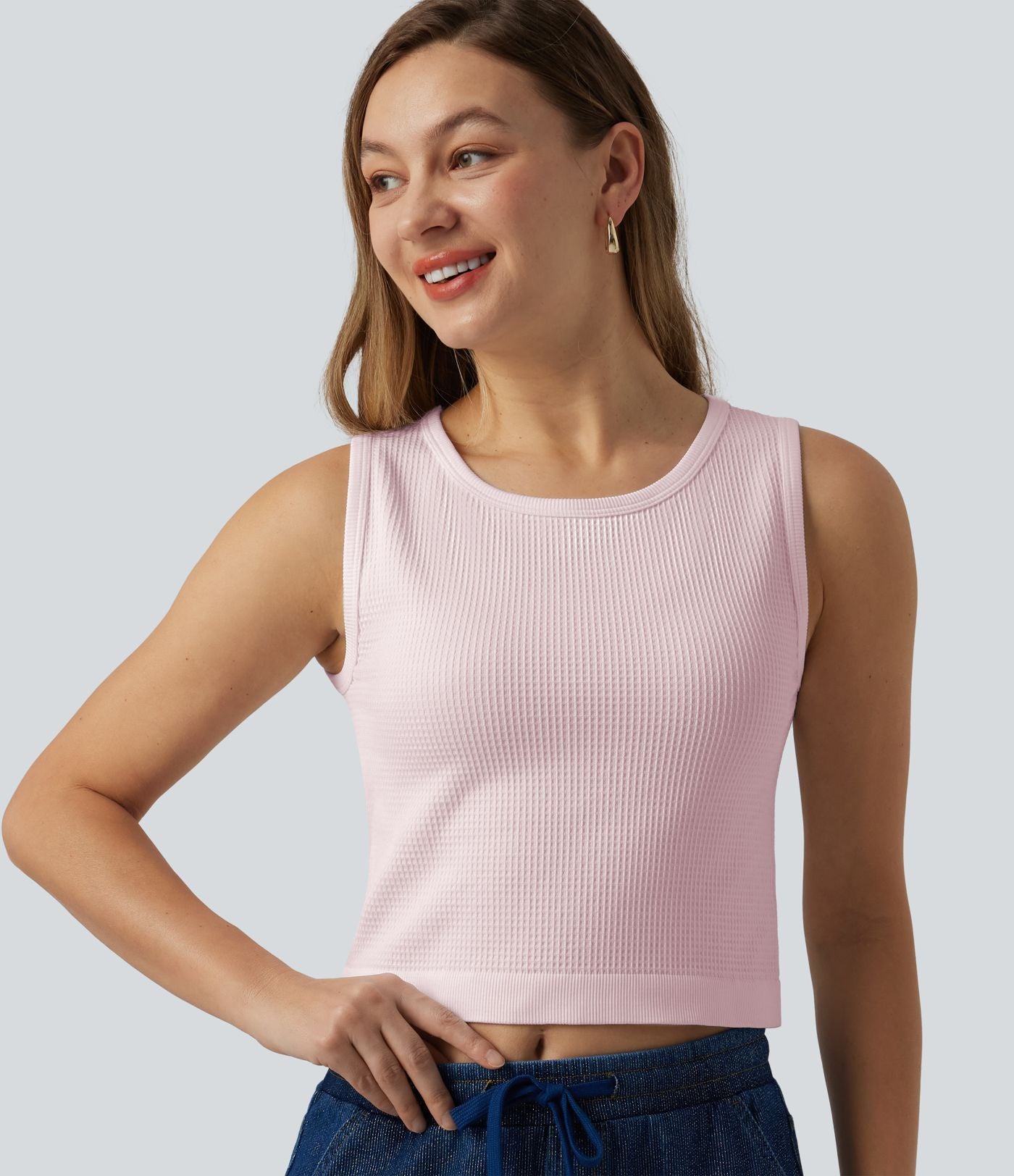 Débardeur court sans coutures en tissu gaufré OneForm Seamless Flow