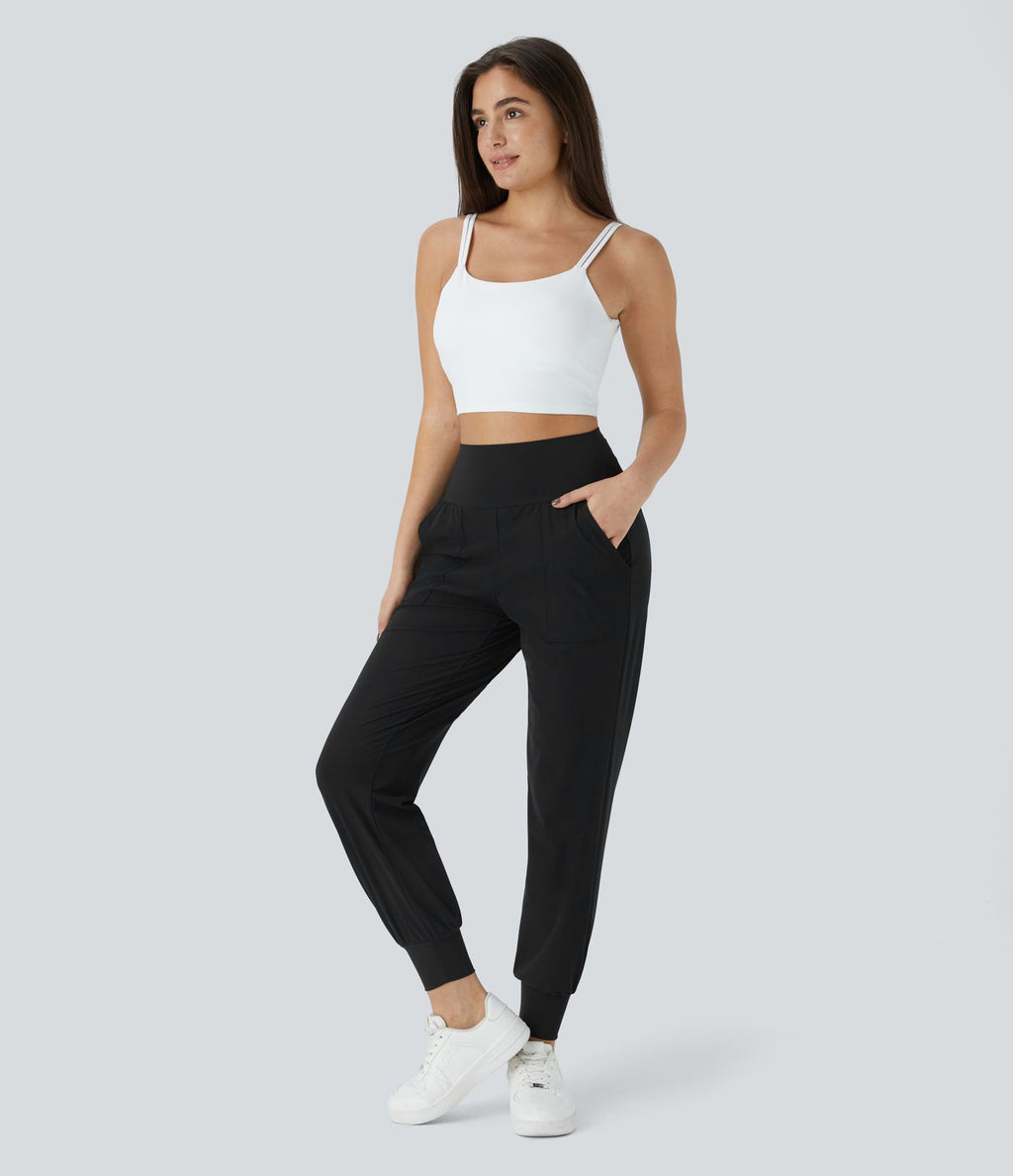 Jogging Casual Uni Taille Haute Poche Latérale