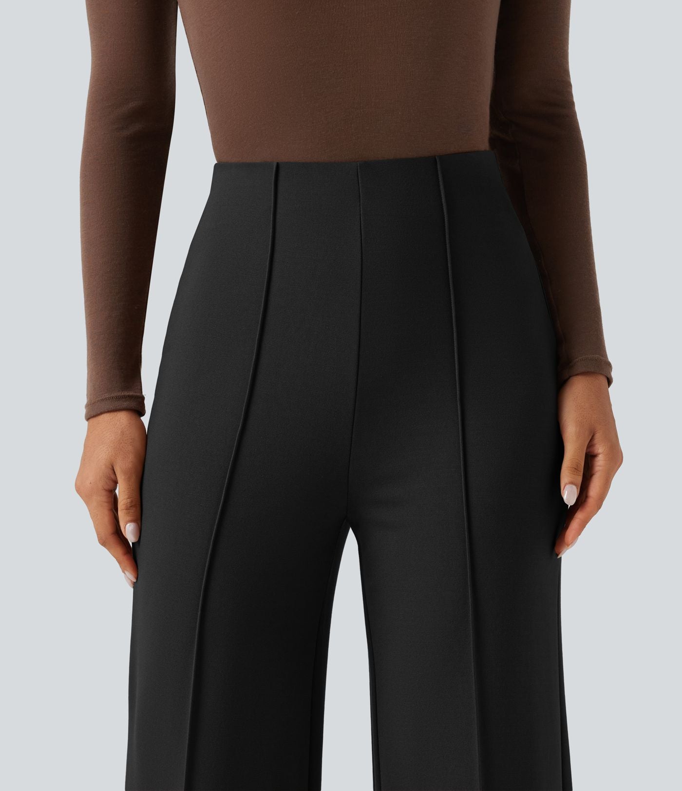 Pantalon large esprit bureau Halara Flex™ taille haute avec plis nervurés