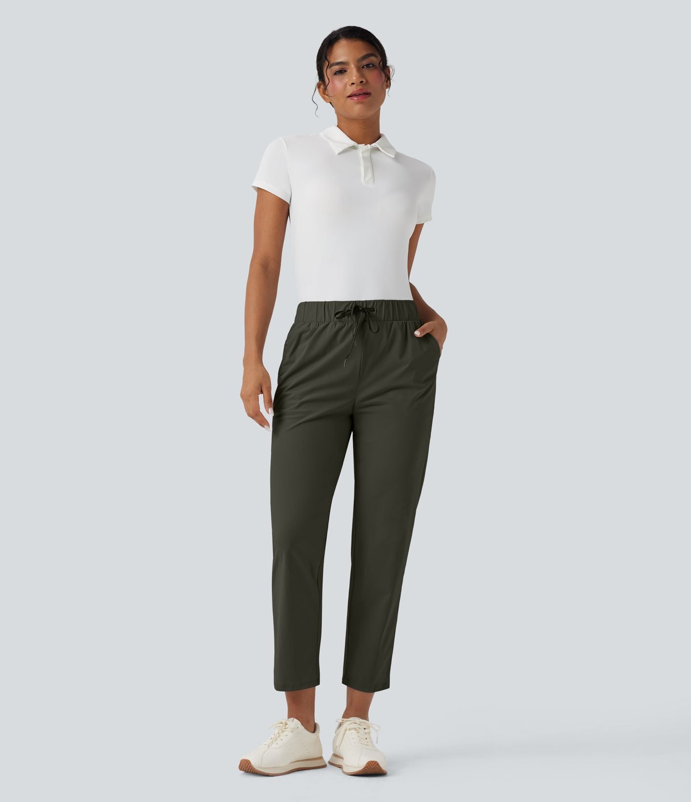Pantalon golf fuselé taille haute cordon poches séchage rapide - Poche tee de golf