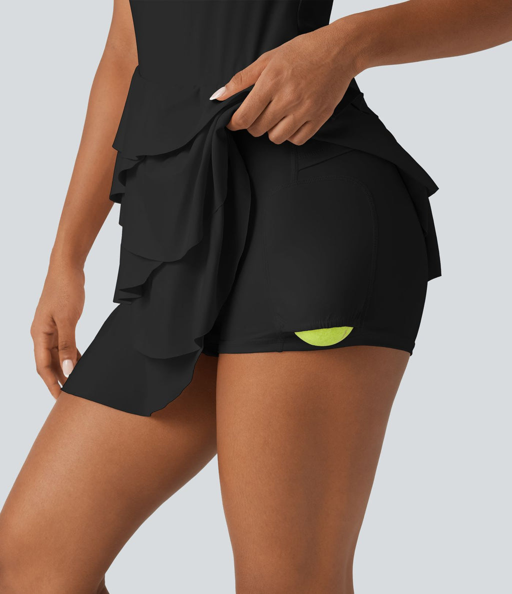 Robe-short de tennis SoftlyZero™ Airy effet frais InstantCool mini à volants superposés avec coussinets amovibles et poches, accès facile Easy Peasy