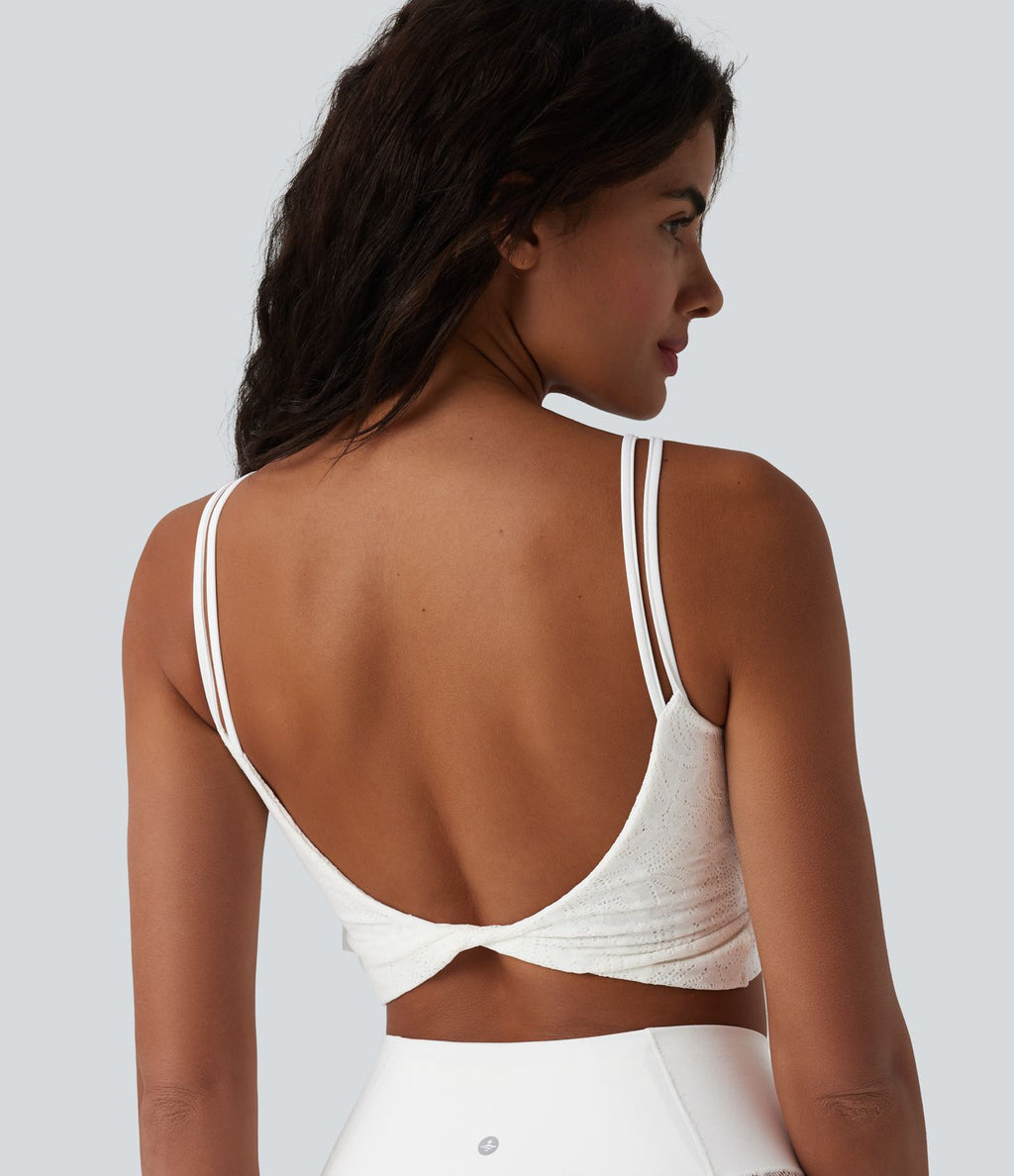 Brassière de sport courte SoftlyZero™ col U en dentelle