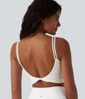 Brassière de sport courte SoftlyZero™ col U en dentelle