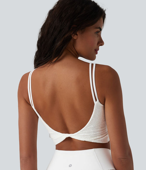 Brassière de sport courte SoftlyZero™ col U en dentelle