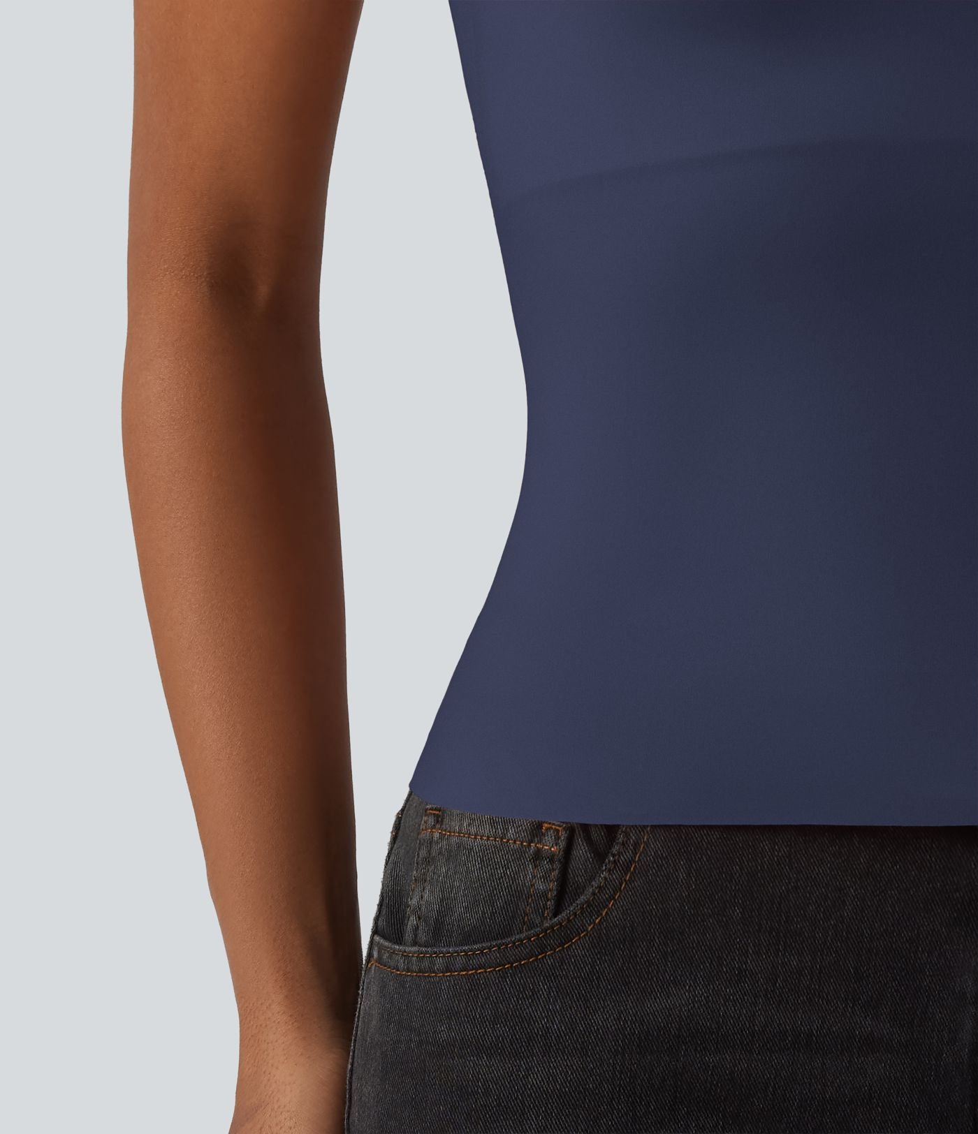 Débardeur décontracté col carré avec soutien-gorge intégré bonnets B-E