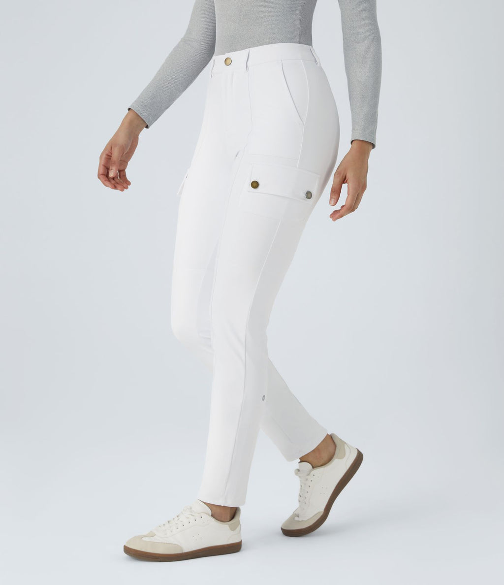 Pantalon cargo ajusté uni taille haute DayStretch avec poches zippées