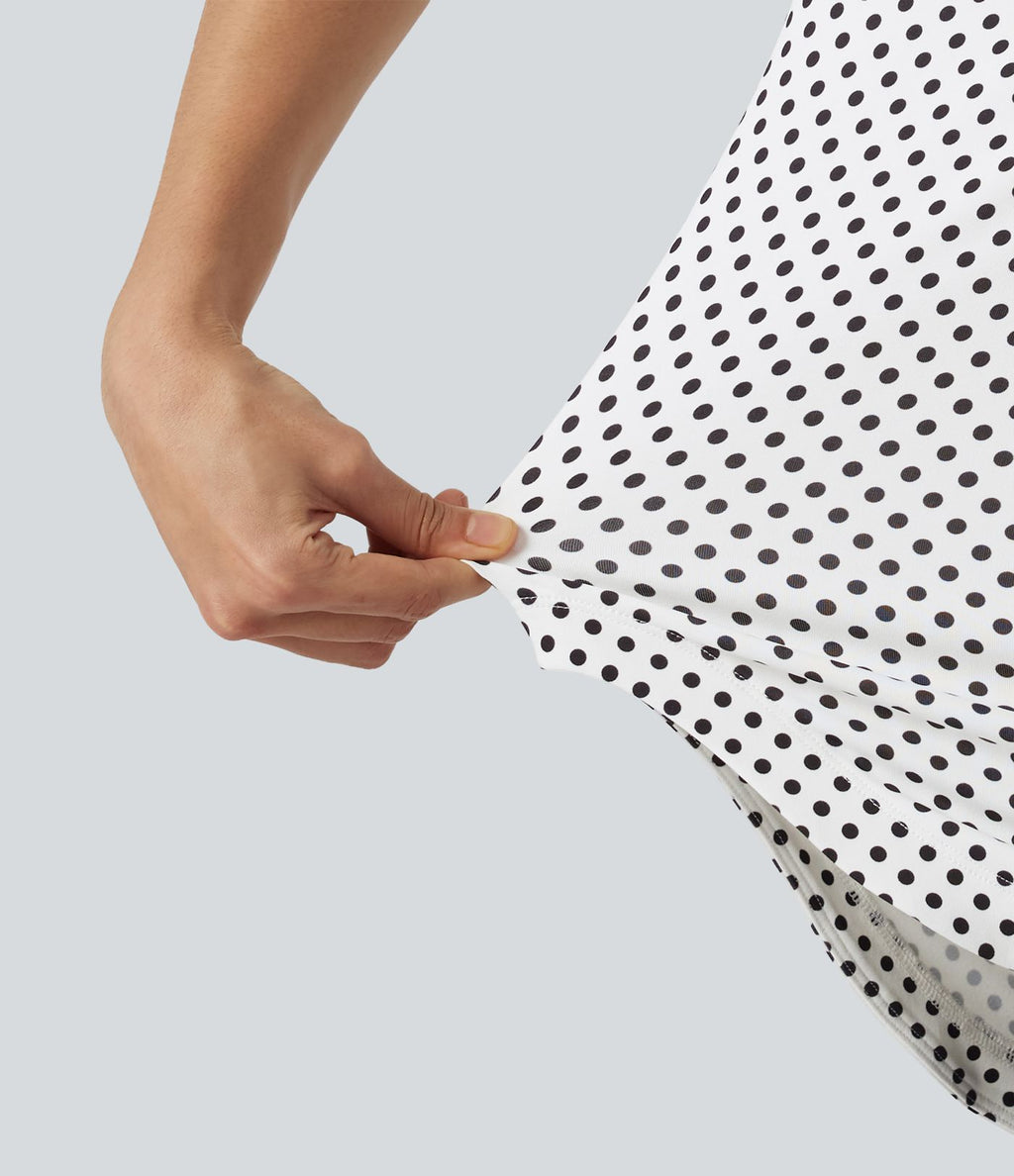Top casual à pois épaule dénudée à manches courtes avec ourlet incurvé asymétrique et brassière intégrée