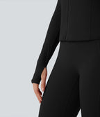 Veste yoga col montant à manches longues avec passants pouces Halara UltraSculpt™ avec poches